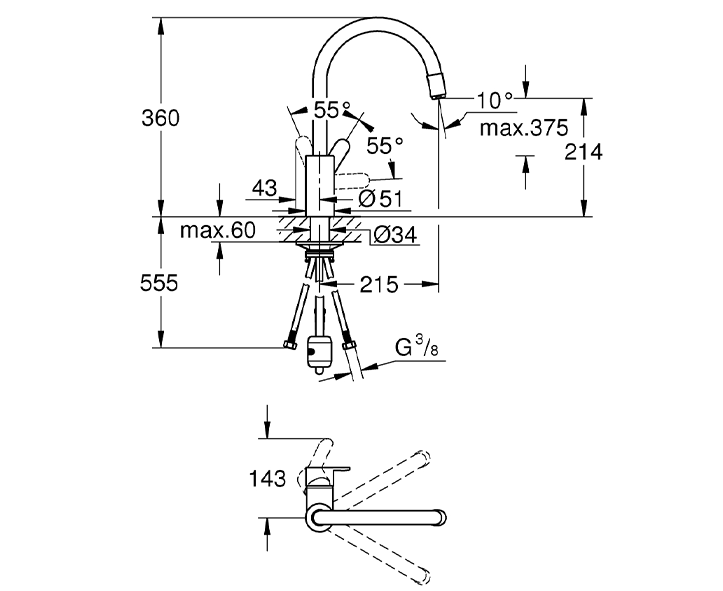 Vòi bếp Grohe Eurostyle 31126004