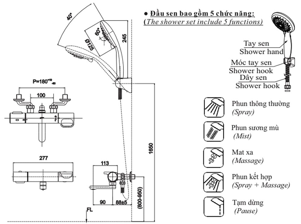 Sen tắm nhiệt độ Inax BFV-7145T-3C