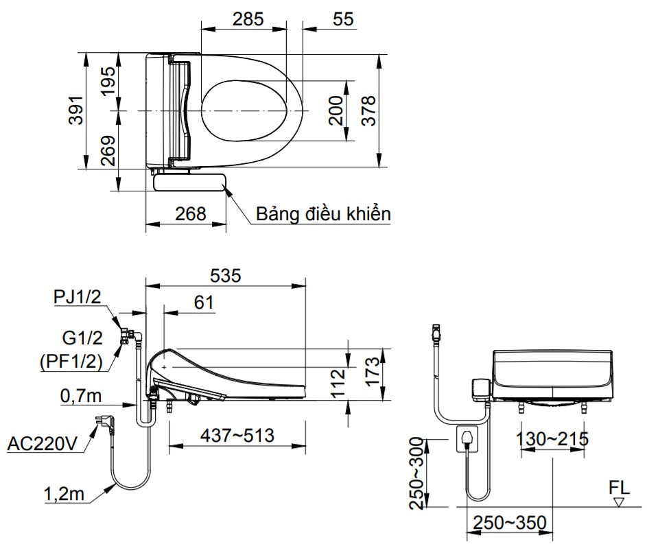 Nắp rửa điện tử Inax CW-H18VN