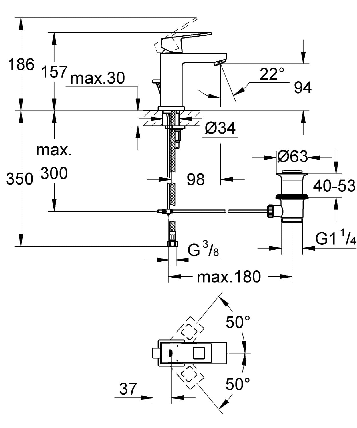 Vòi chậu Grohe Eurocube 23127000