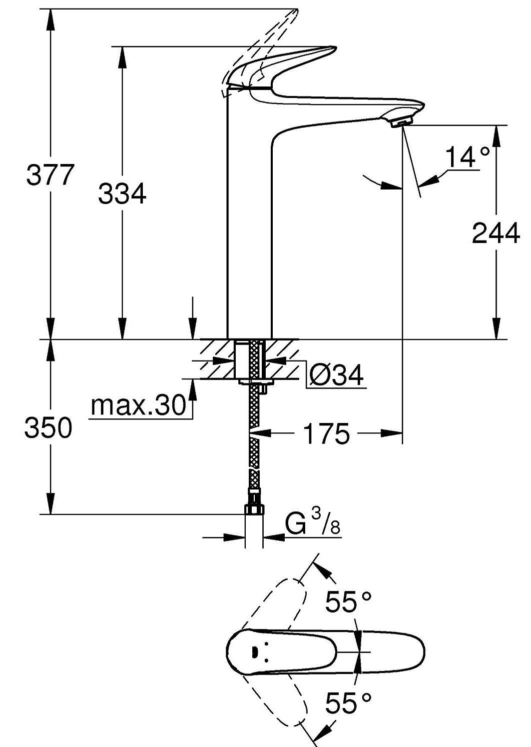 Vòi chậu Grohe Eurostyle 23719003 XL-Size