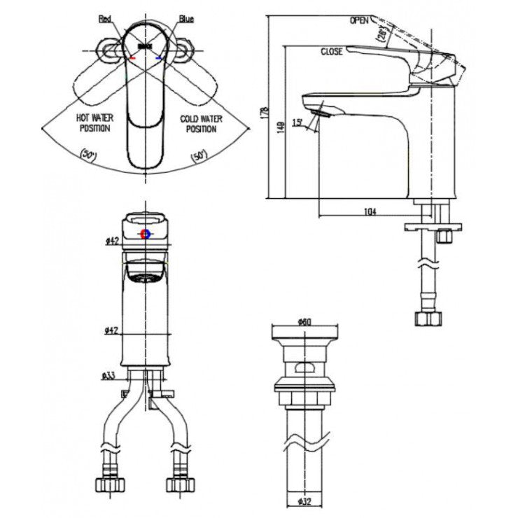 Vòi chậu nóng lạnh Inax LFV-1402S-R