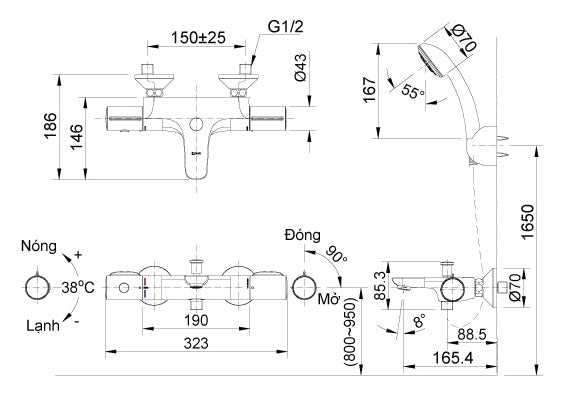 Sen tắm nhiệt độ Inax BFV-3413T-3C