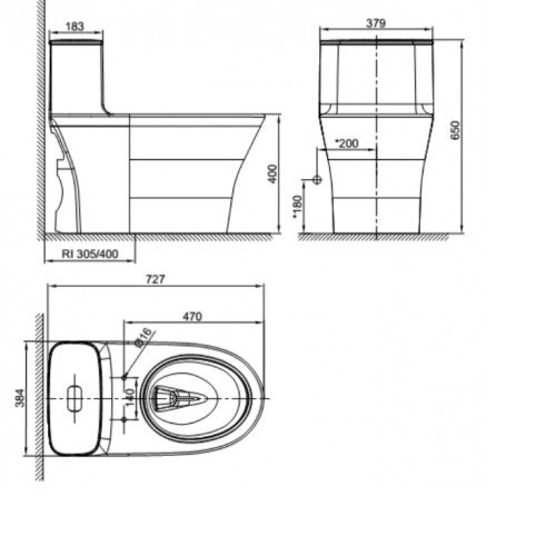 Bàn cầu một khối + nắp điện tử American Standard WP-1880PL