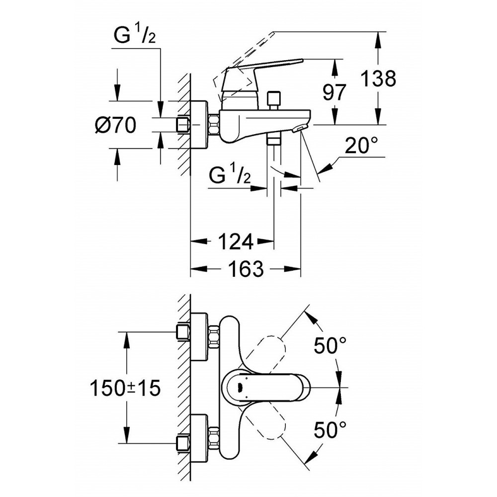 Bộ trộn nổi Grohe Eurosmart Cosmopolitan 32831000