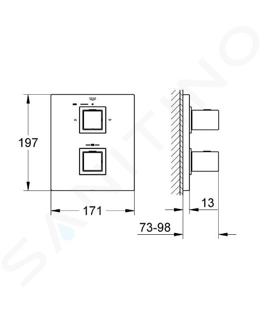 Mặt nạ bộ trộn âm Grohe Grohtherm Cube Thermostat 19958000