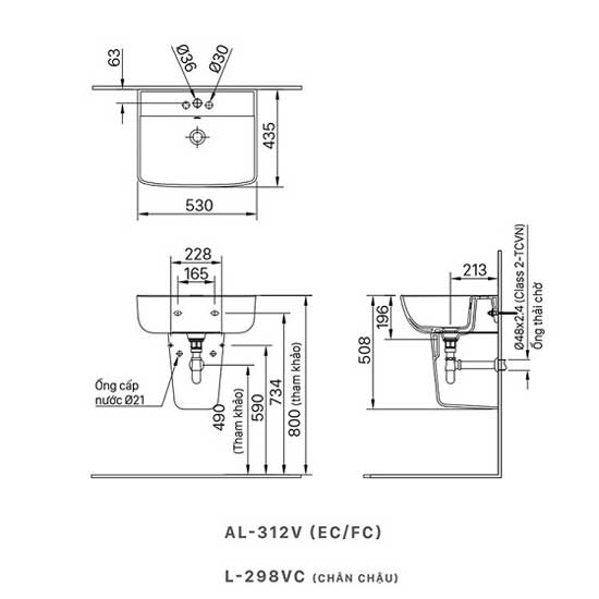 Chậu treo tường Inax L-312V ( EC/FC )