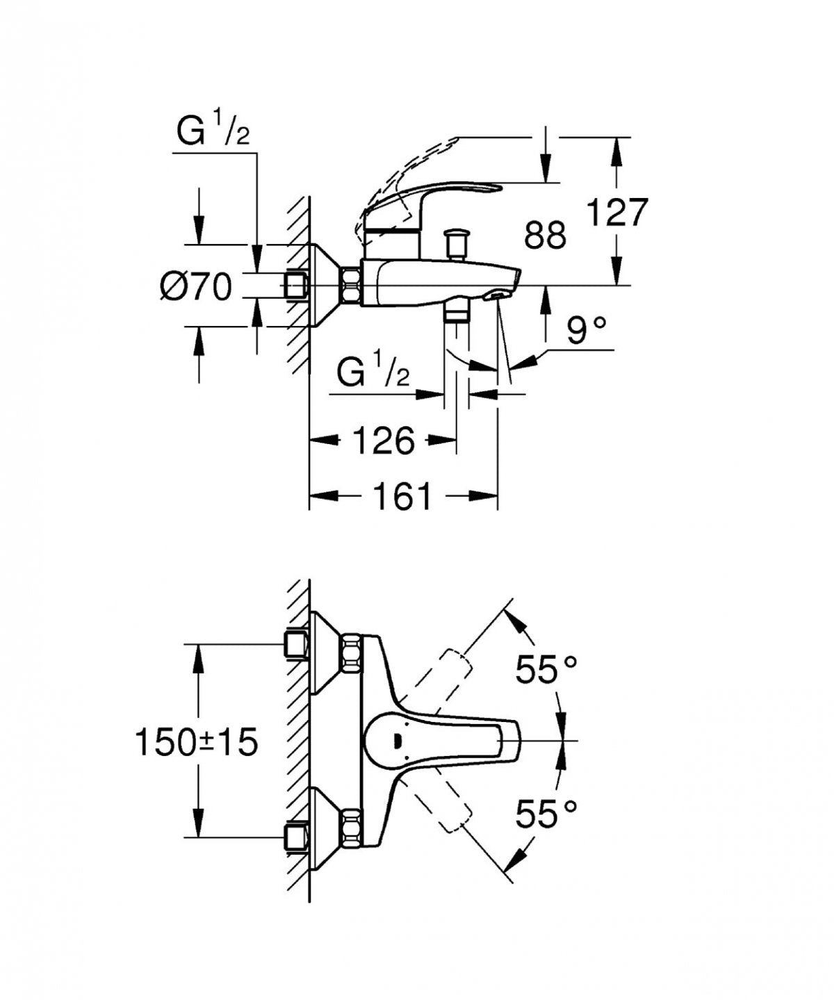 Bộ trộn nổi Grohe Eurosmart 33300002