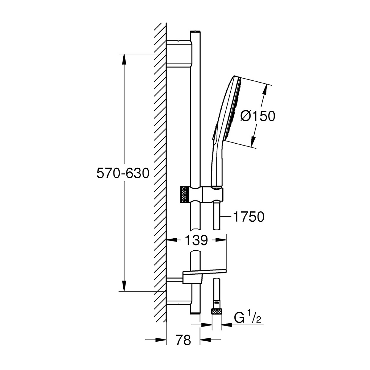 Bộ tay sen + thanh trượt Grohe 26591000