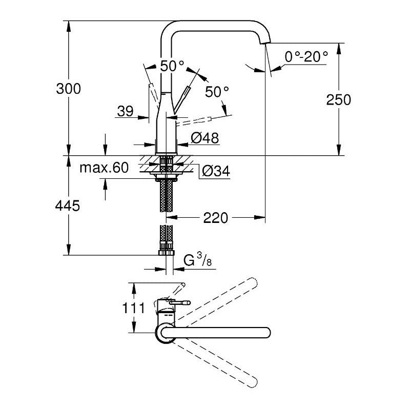 Vòi bếp nóng lạnh Grohe Essence New 30269GN0