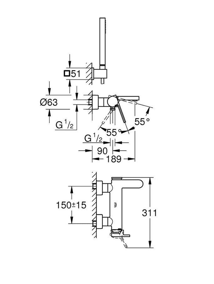 Bộ trộn nhiệt và bộ tay sen Grohe Plus 33547003