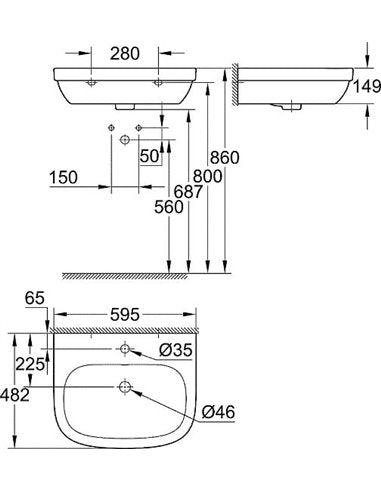 Chậu treo tường Grohe 39335000