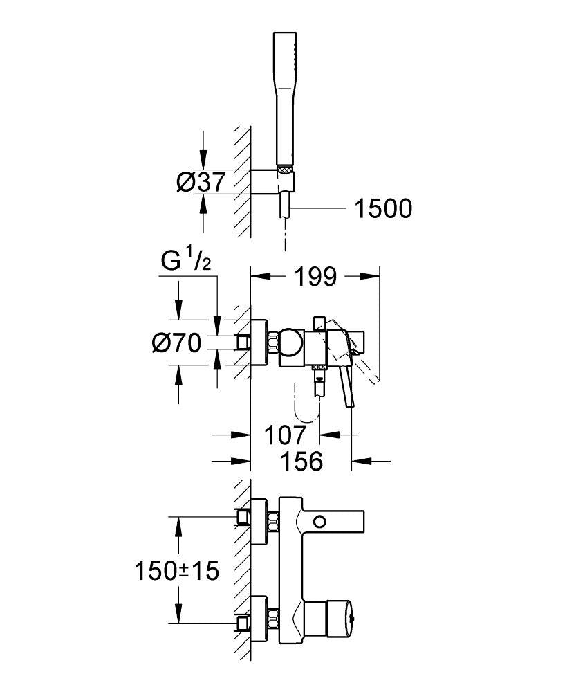 Bộ trộn nổi + gác sen + tay sen + Dây sen Grohe Concetto 32212001