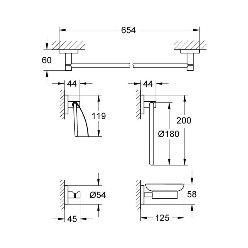 Bộ phụ kiện phòng tắm 5 món Grohe 40344001