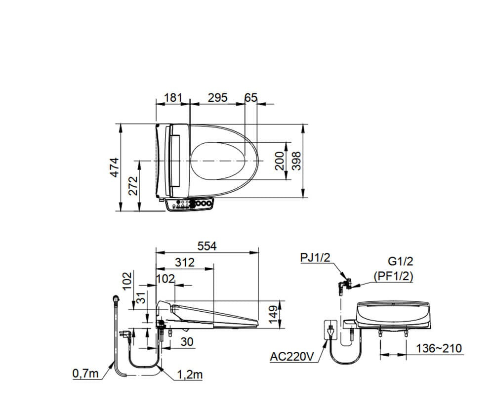 Nắp rửa điện tử INAX CW-KB22AVN/BW1