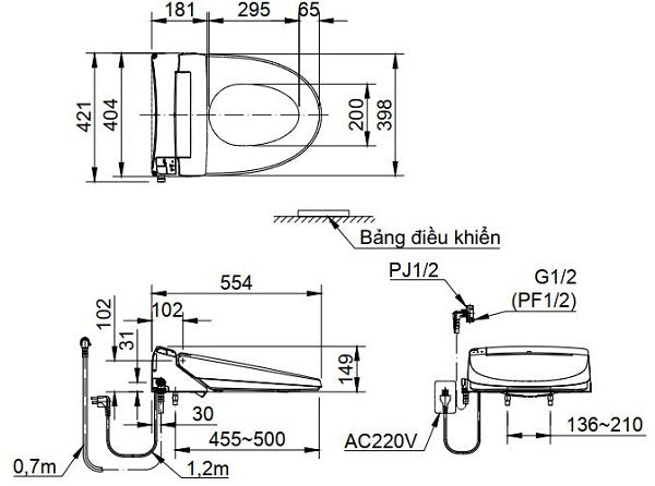 Bàn cầu một khối + nắp rửa điện tử Inax AC-1017R+CW-KB22AVN