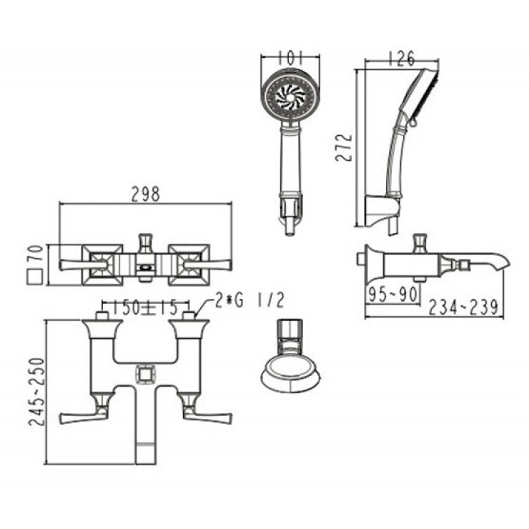 Vòi sen tắm gắn tường American Standard WF-1611