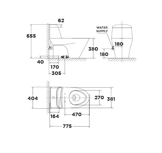 Bồn cầu một khối + nắp điện tử American Standard VF-2011PR
