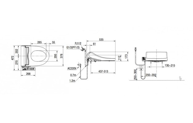 Bàn cầu một khối+nắp rửa điện tử American Standard Loven VF-1863PL