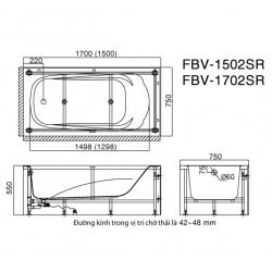 Bồn tắm yếm Inax FBV-1702SR (yếm phải)