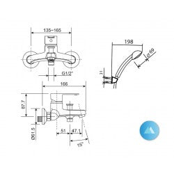 Vòi sen tắm gắn tường American Standard WF-6511