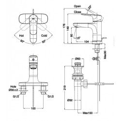 Vòi chậu nóng lạnh Inax LFV-1401S