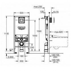 Két nước âm tường Grohe Rapid SLX 3L/6L 39596000
