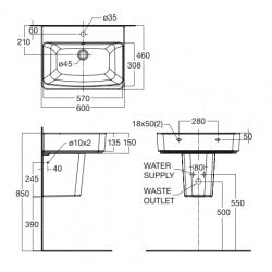 Chậu treo tường American Standard 0507-WT