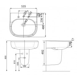 Chậu treo tường American Standard 0955-WT/0755-WT