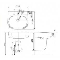 Chân chậu treo tường American Standard 0755-WT (Chưa bao gồm chậu)