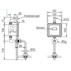 Van xả cảm ứng của bồn tiểu Inax OKUV-30SM