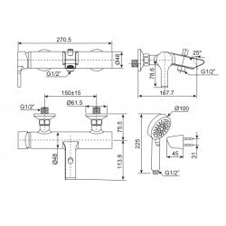 Vòi sen tắm gắn tường American Standard WF-3911