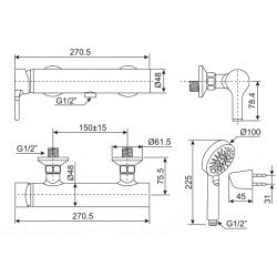 Vòi sen tắm gắn tường American Standard WF-3912