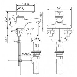 Vòi chậu 3 lỗ American Standard WF-6502