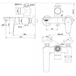 Vòi sen cây nóng lạnh American Standard WF-0972