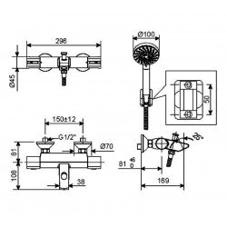 Vòi sen tắm điều chỉnh nhiêt độ + tay senAmerican Standard WF-4946