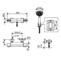 Vòi sen tắm điều chỉnh nhiêt độ + tay sen American Standard WF-4947