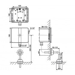 Van xả tiểu nam cảm ứng âm tường American Standard WF-8604 (dùng pin)