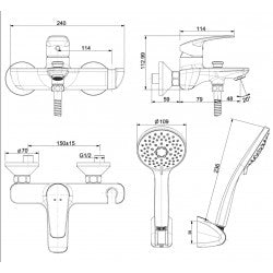 Vòi sen tắm gắn tường American Standard WF-0911