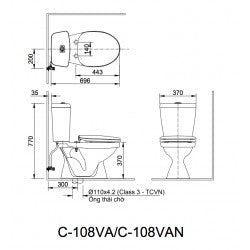 Bàn cầu 2 khối Inax C-108VA/BW1