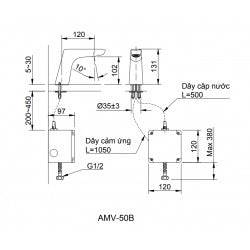 Vòi chậu cảm ứng nước lạnh Inax AMV-50B