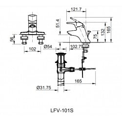 Vòi chậu 3 lỗ nóng lạnh Inax LFV-101S