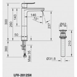 Vòi chậu nóng lạnh Inax LFV-2012SH
