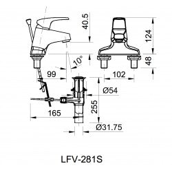 Vòi chậu 3 lỗ nóng lạnh Inax LFV-281S
