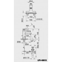 Vòi chậu 3 lỗ nóng lạnh Inax LFV-4001S