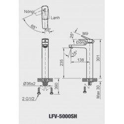 Vòi chậu nóng lạnh Inax LFV-5000SH