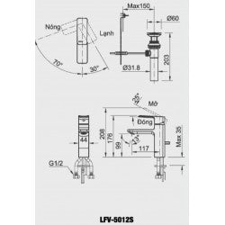 Vòi chậu nóng lạnh Inax LFV-5012S