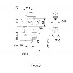 Vòi chậu nóng lạnh Inax LFV-502S