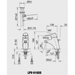 Vòi chậu nóng lạnh Inax LFV-5102S