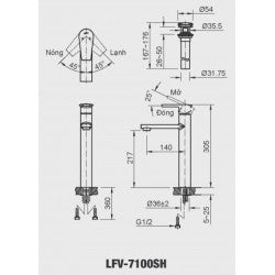 Vòi chậu nóng lạnh Inax LFV-7100SH